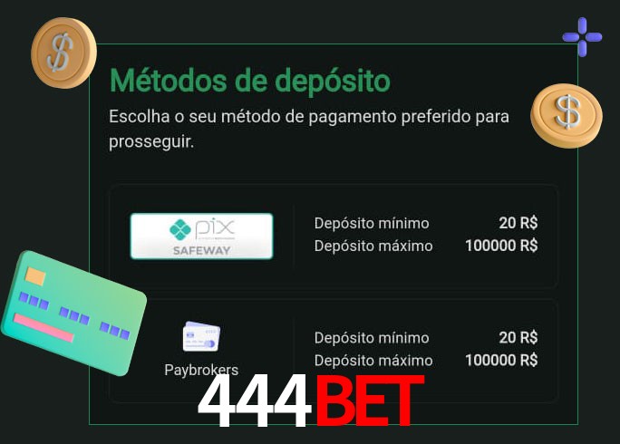 O cassino 444Bet oferece uma grande variedade de métodos de pagamento